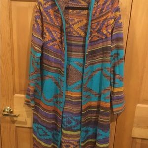 Long Aztec hooded sweater